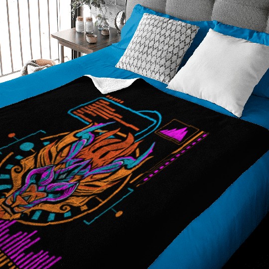 Cyberpunk Technology Synthwave Japanese Baby Blankets