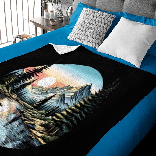Tranquil Mountain Sunrise: Serene Landscape Art Baby Blankets