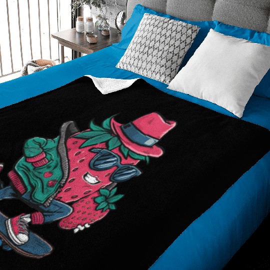 funny skateboarder berry cool lover strawberry Baby Blankets