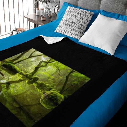 Enchanted Forest Reflections in Tranquil Pond Baby Blankets
