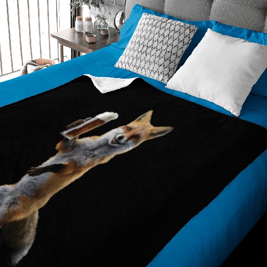 Fox Drinking Beer Realistic Baby Blankets