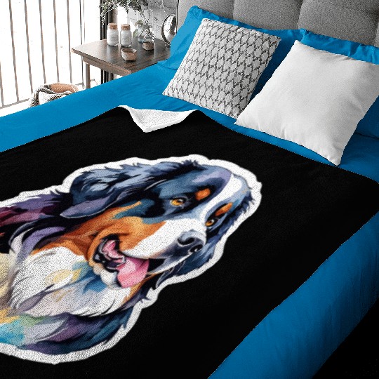 Bernese Mountain Dog Watercolor Baby Blankets