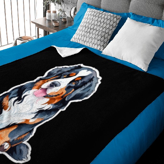Bernese Mountain Dog Watercolor Baby Blankets