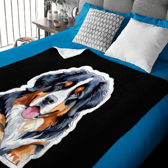 Bernese Mountain Dog Watercolor Baby Blankets