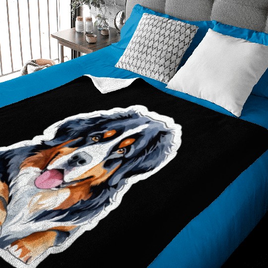 Bernese Mountain Dog Watercolor Baby Blankets