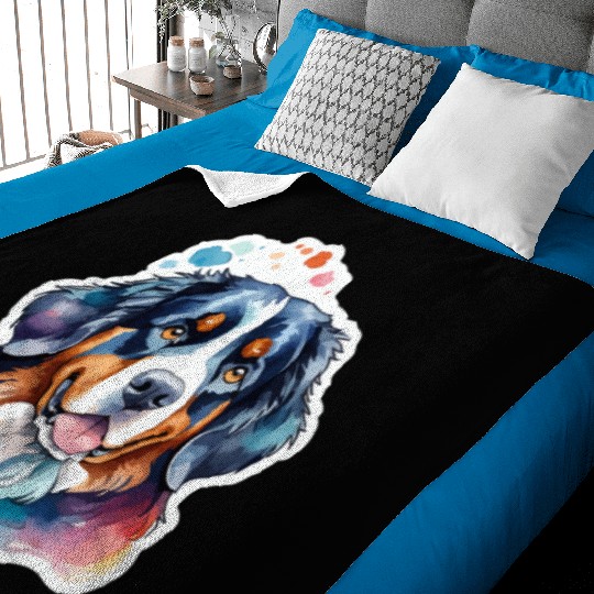 Bernese Mountain Dog Watercolor Baby Blankets