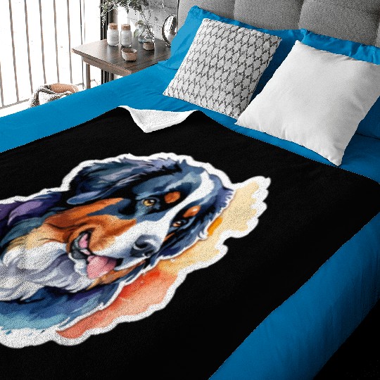 Bernese Mountain Dog Watercolor Baby Blankets
