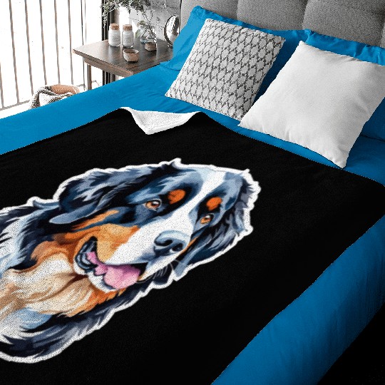 Bernese Mountain Dog Watercolor Baby Blankets