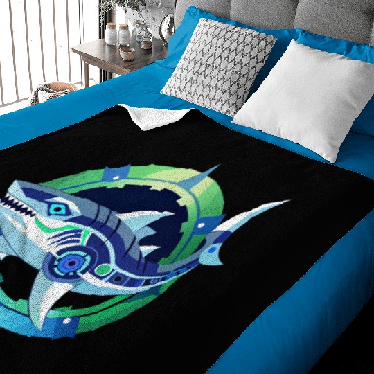 Shark, combines organic and mechanical aesthetics. Baby Blankets