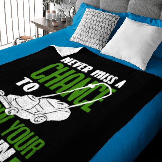 Landscaper Gardener Lawn Mowing Saying Baby Blankets