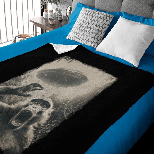 Baboon Monkey UFO Alien Extraterrestrial Selfie Baby Blankets