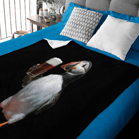Atlantic Puffin Drinking Beer Realistic Baby Blankets