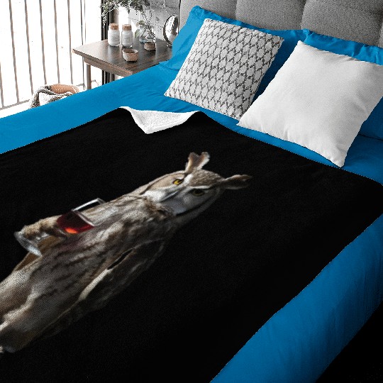 Owl Drinking Wine Realistic Baby Blankets