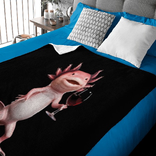 Axolotl Drinking Wine Realistic Baby Blankets