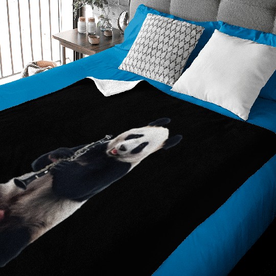 Panda Playing Clarinet Realistic Baby Blankets