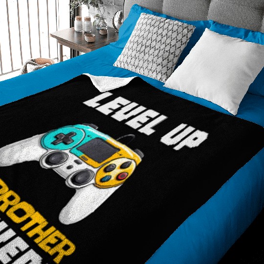 Funny Big Brother Level Up Baby Blankets