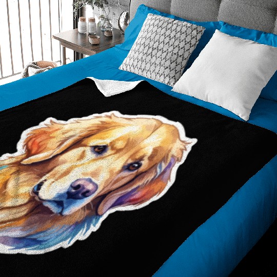 Golden Retriever Watercolor Baby Blankets