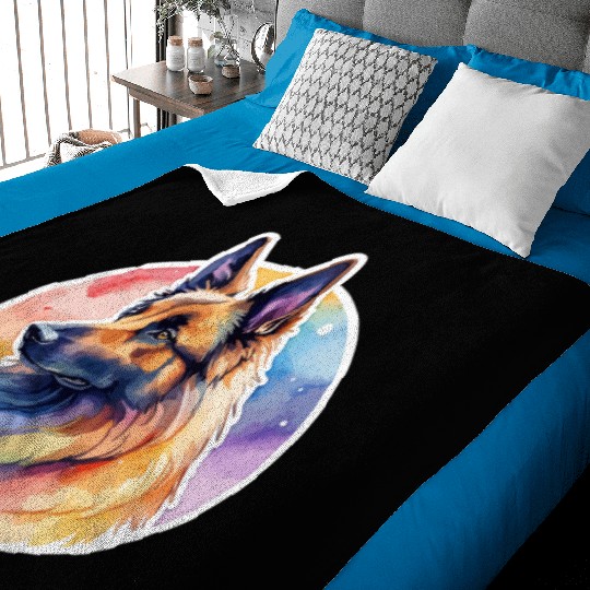Belgian Shepherd Watercolor Baby Blankets