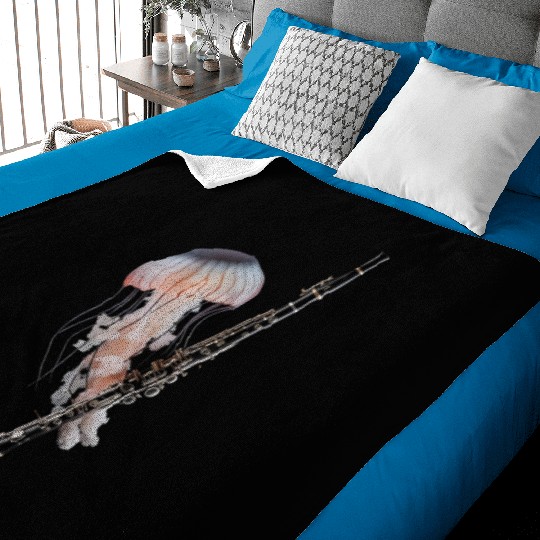 Jellyfish Playing Clarinet Realistic Baby Blankets
