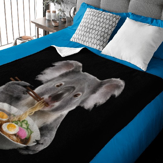 Koala Eating Ramen Realistic Baby Blankets