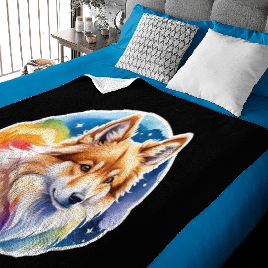 Icelandic Sheepdog Watercolor Baby Blankets