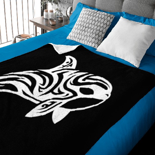 Orca T Tattoo Style Jumps Out Of The Water Baby Blankets