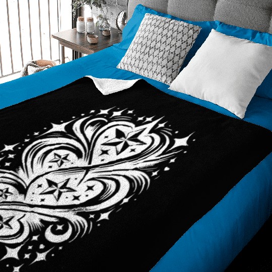 Tattoo Composition Of Stars And Hearts Baby Blankets