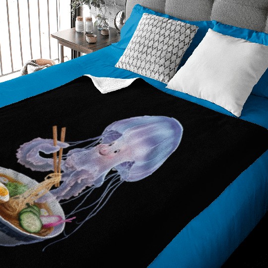 Jellyfish Eating Ramen Realistic Baby Blankets