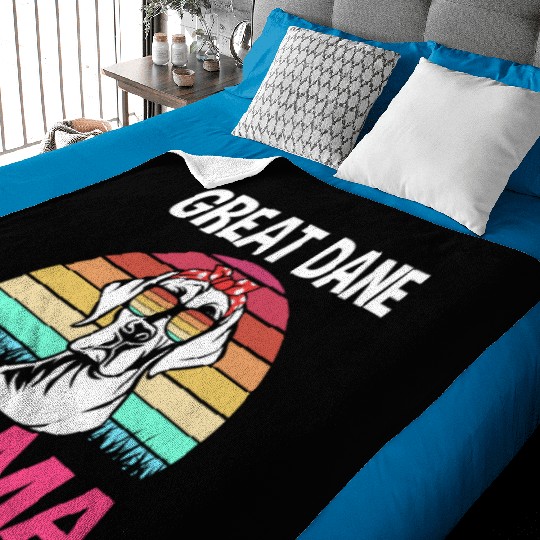 Retro Dog With Glasses Great Dane Mama For Dog Mom Baby Blankets