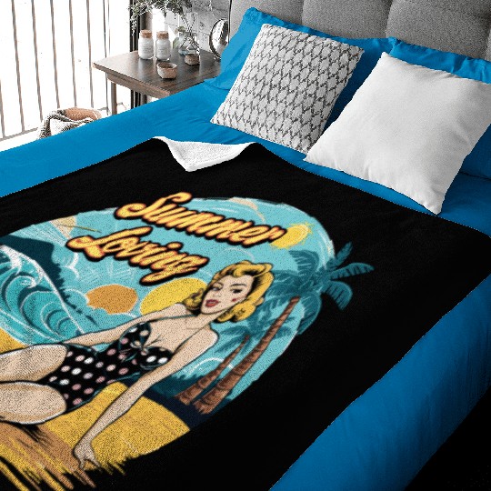 Retro Summer Loving Beach Vibes for a Beach Lover Baby Blankets