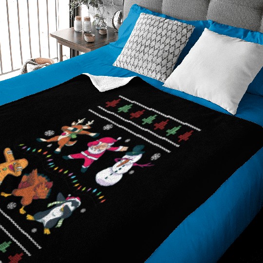 Dabbing Santa Elf Friends Christmas Dancing Xmas Baby Blankets