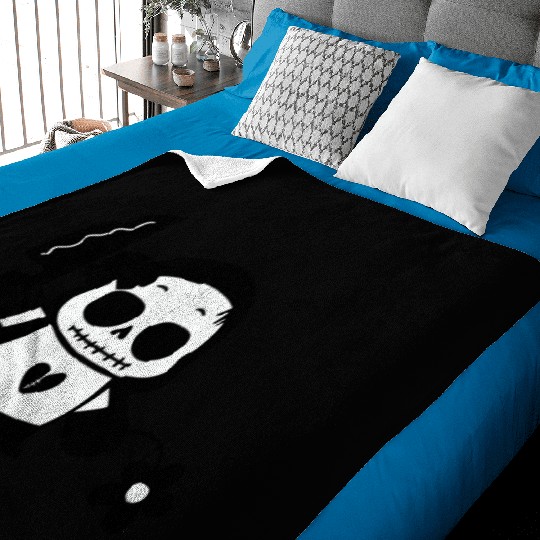 Halloween Girl with Flower and Knife Baby Blankets