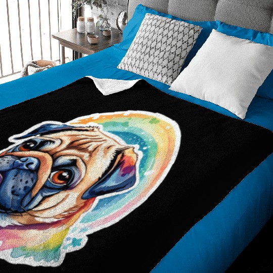 Pug Watercolor Baby Blankets