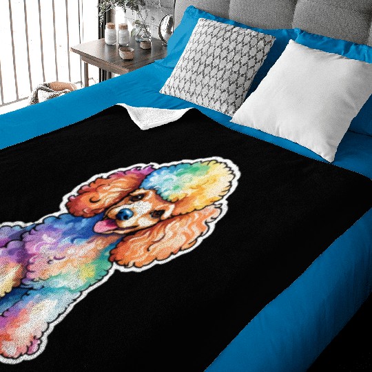 Poodle Watercolor Baby Blankets