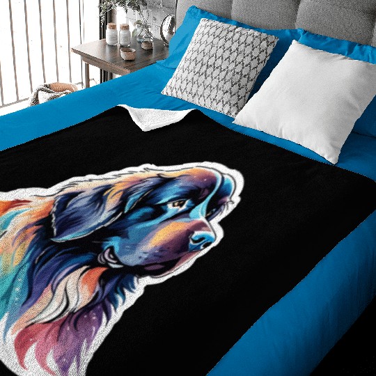 Newfoundland Dog Watercolor Baby Blankets
