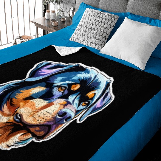 Rottweiler Watercolor Baby Blankets