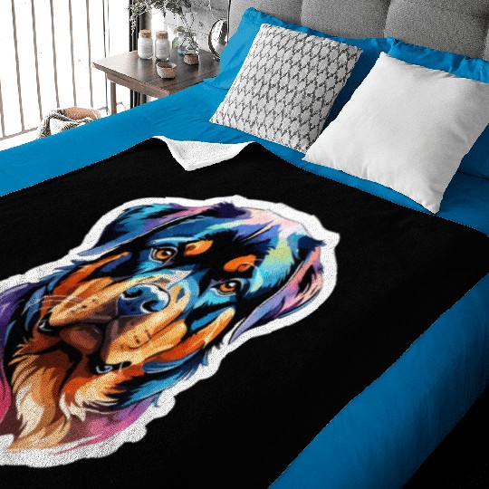 Rottweiler Watercolor Baby Blankets