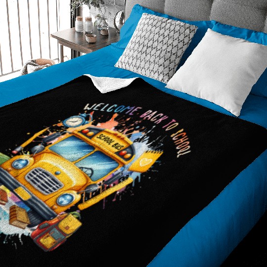 Welcome back to school School Bus Baby Blankets