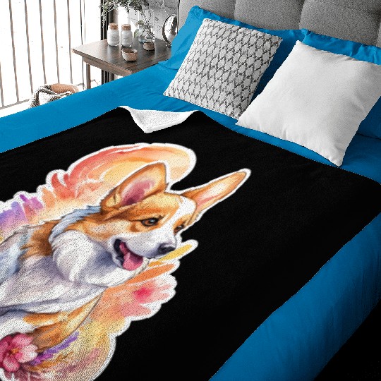 Pembroke Welsh Corgi Watercolor Baby Blankets