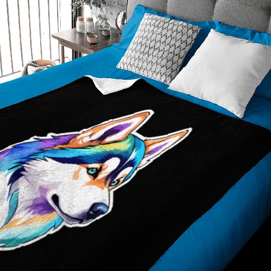 Siberian Husky Watercolor Baby Blankets
