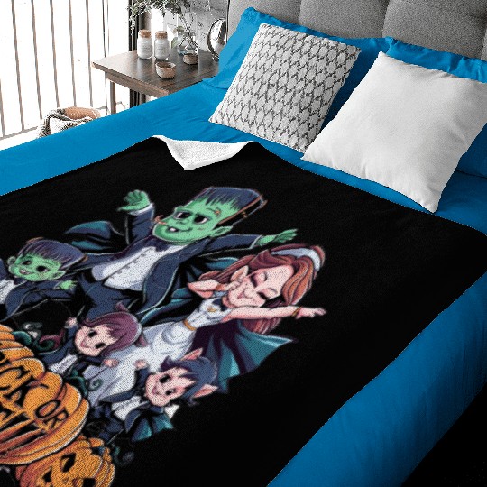 halloween Franken n Werewolf family Baby Blankets