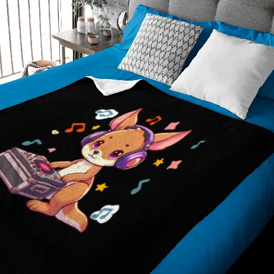 "Kanga-groove to the Beat" DJ Kangaroo Design Baby Blankets
