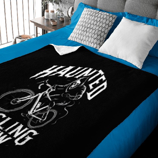 Haunted Cycling Crew: Ghostly Rider Design Baby Blankets