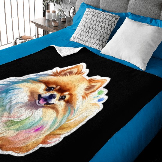 Pomeranian Watercolor Baby Blankets