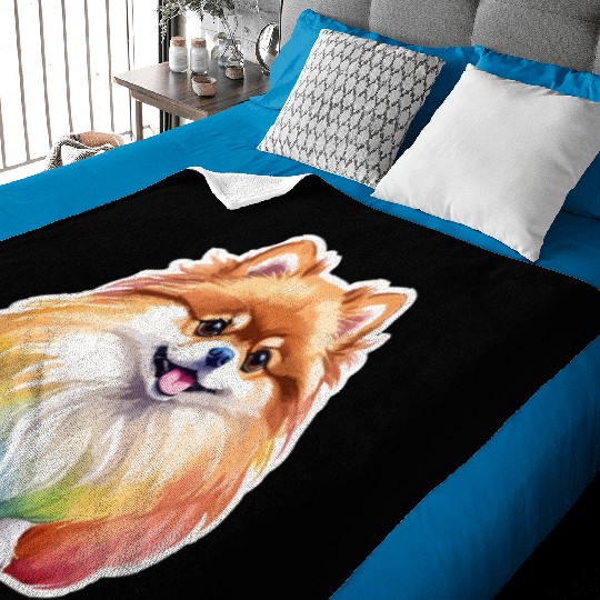 Pomeranian Watercolor Baby Blankets