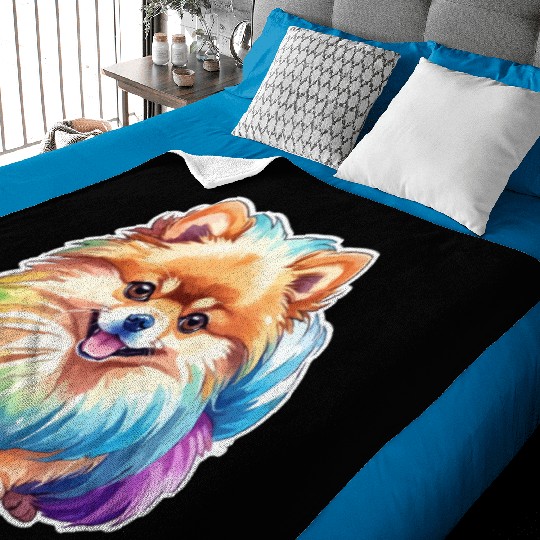 Pomeranian Watercolor Baby Blankets