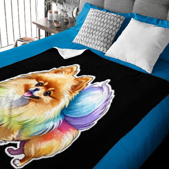 Pomeranian Watercolor Baby Blankets