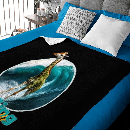 Surfing Giraffe in a Storm Baby Blankets