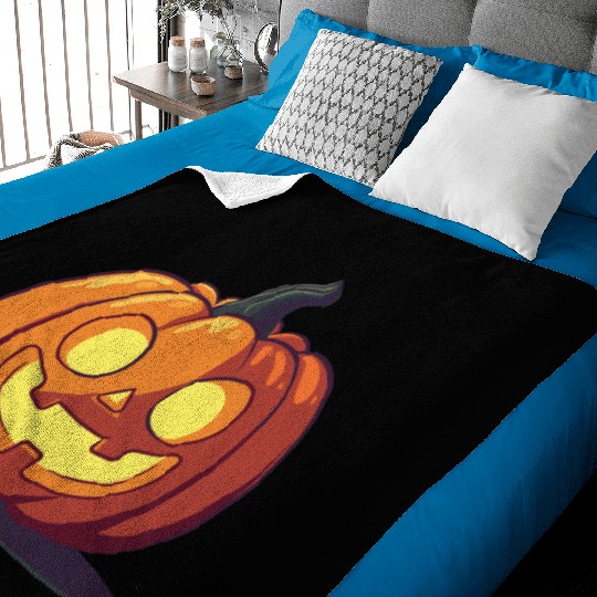 Happy Jack-o'-Lantern Pumpkin Baby Blankets