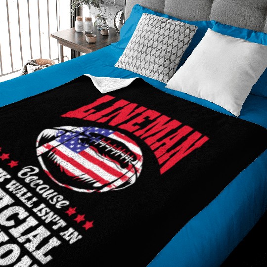 4th Of July US Flag Football Lineman Brick Wall Baby Blankets